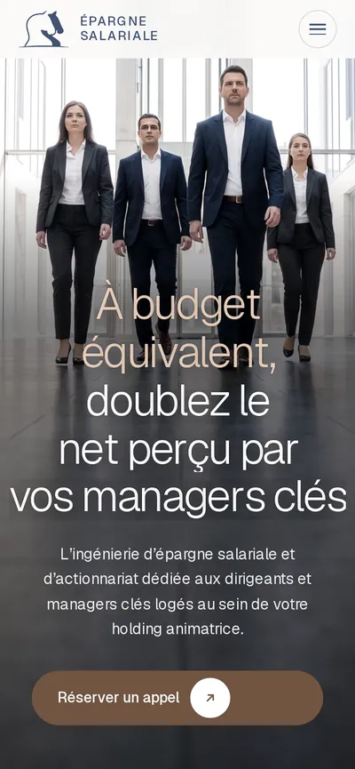Le site epargnesalariale.com affiché sur un téléphone
