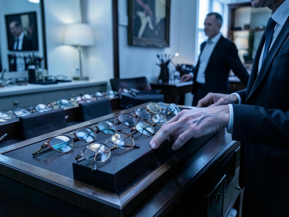 Présentoir de montures de lunetterie de luxe